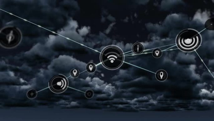 天空上云图标连接网络动画