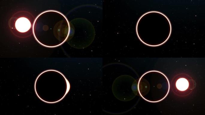 4k太阳日食太空背景中的月亮