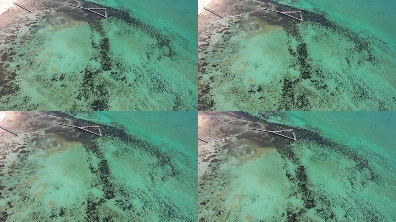 西澳大利亚州哈梅林湾叠层石的航拍视频。