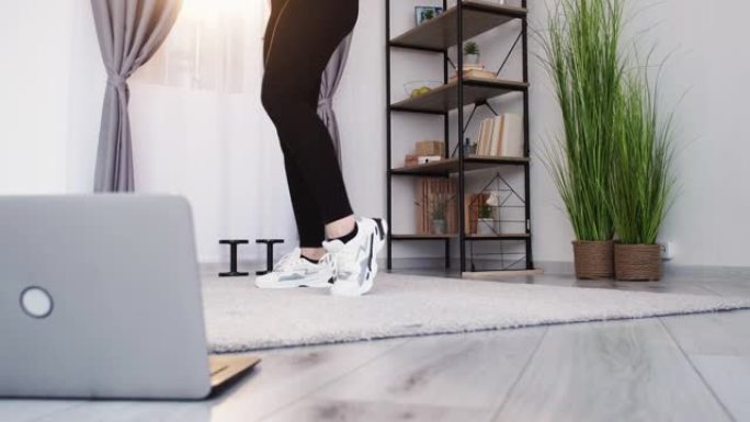 在线健身训练视频健身房女性笔记本电脑