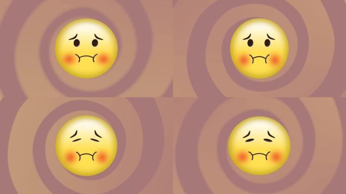 病态表情符号的数字动画，以防止棕色背景上旋转的螺旋