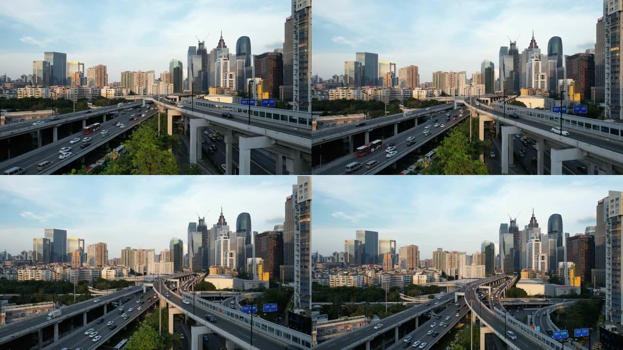 白天倾斜城市立交桥的视图