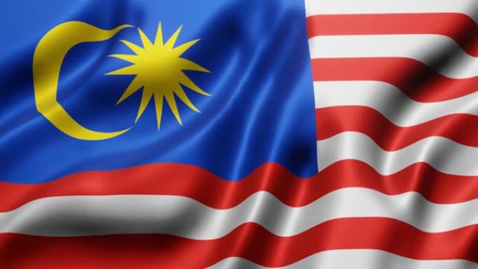 马来西亚国旗在循环运动中挥舞