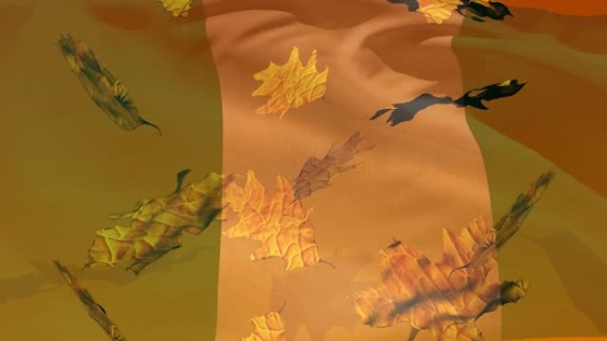 尼日利亚国旗和树叶掉落的动画