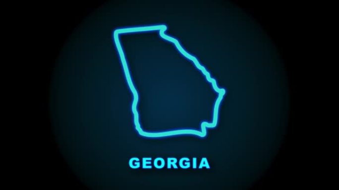 佐治亚州地图轮廓动画。运动图形。