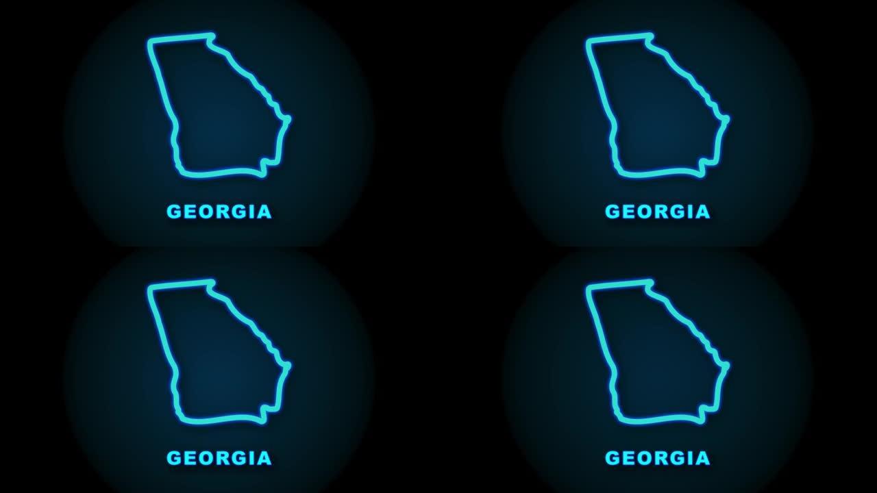 佐治亚州地图轮廓动画。运动图形。
