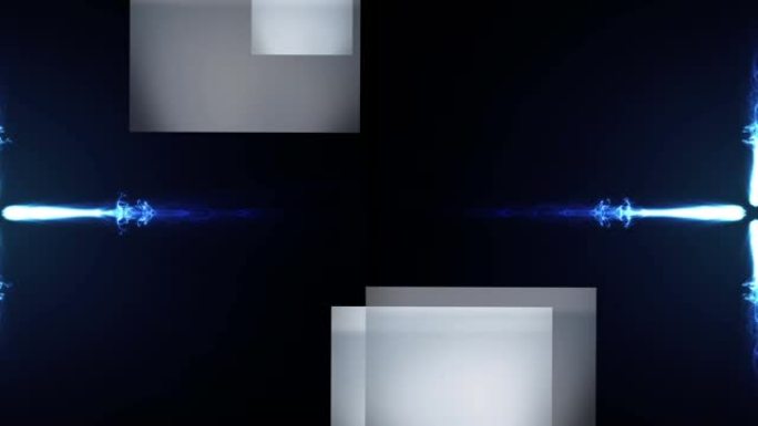 蓝色电流从中心向左和向右移动的灰色正方形动画，黑色