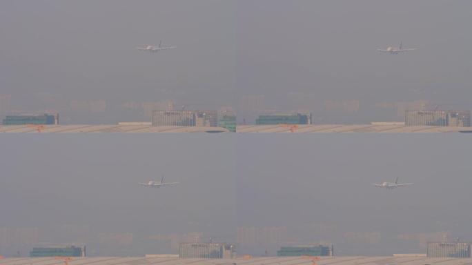 大四引擎飞机接近香港机场