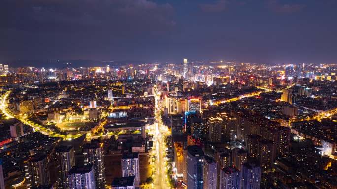 人民路夜景航拍延时4k