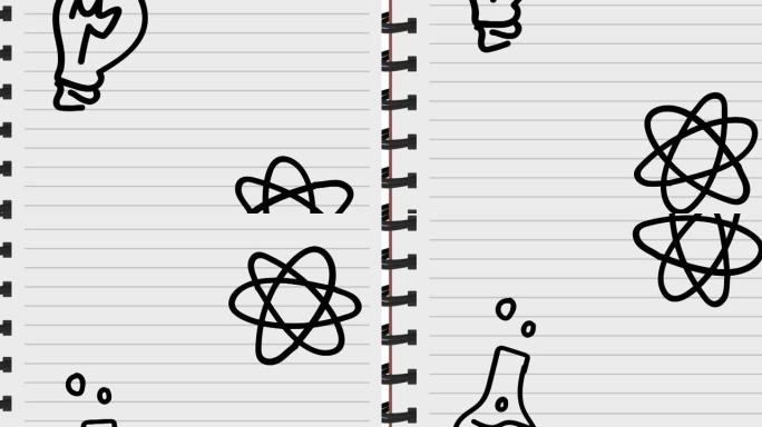 白色背景上的学校项目图标动画