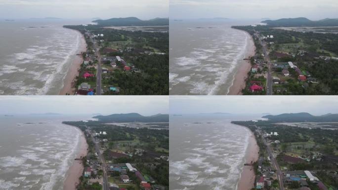 大风天和岛屿上的海滩。泰国。