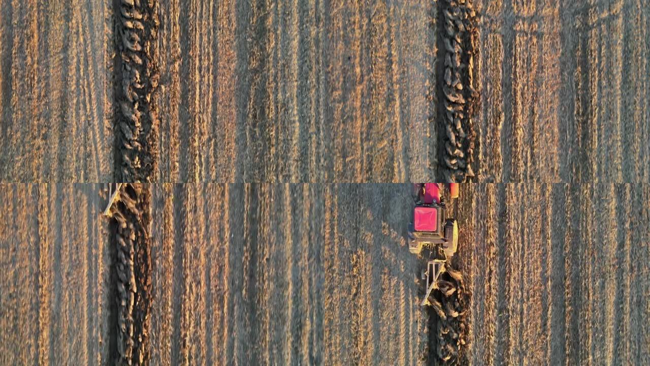 拖拉机在耕地上准备播种