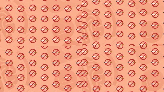医疗图标上带有香烟的禁止标志动画