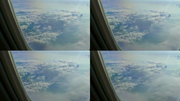 飞越云层-透过飞机窗户观看