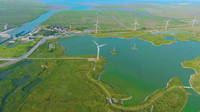 航拍江苏滩涂湿地