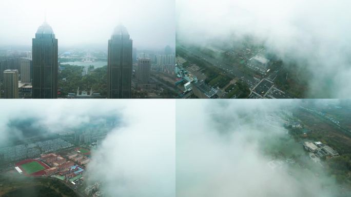 枣庄雨后现平流雾景观 云海涌动美若仙境