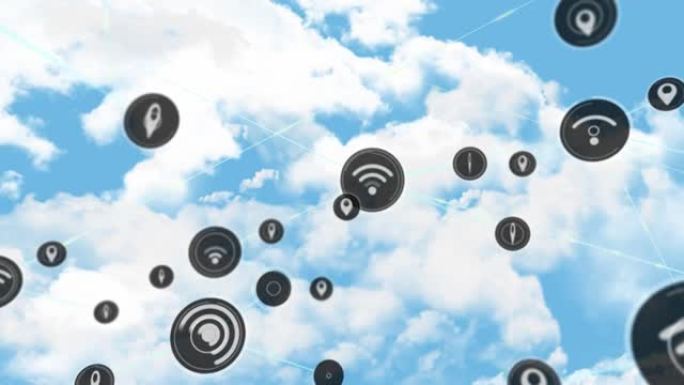 天空上云图标连接网络动画
