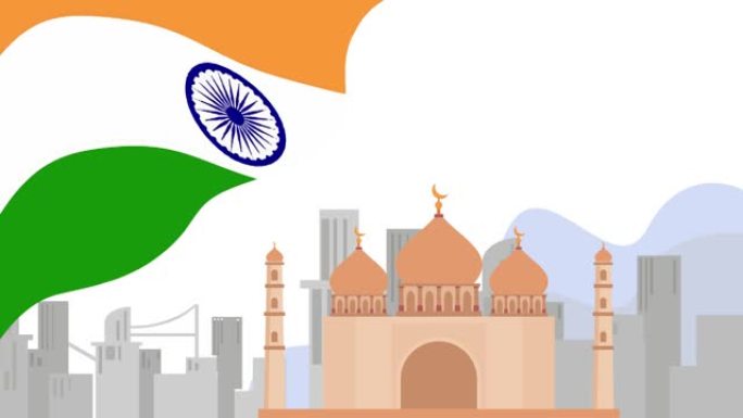 印度国旗上有著名的泰姬陵纪念碑