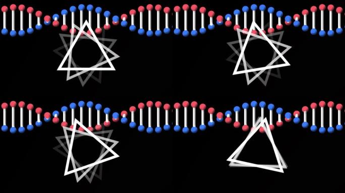 dna链在多个运动三角形上的动画