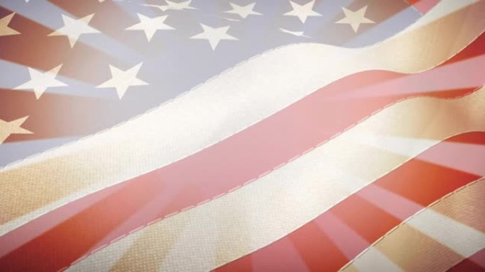 美国国旗上的红色，白色和蓝色星星的快乐劳动节文本动画