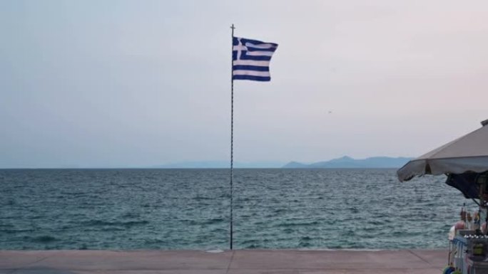 希腊、希腊国旗、大海、海浪