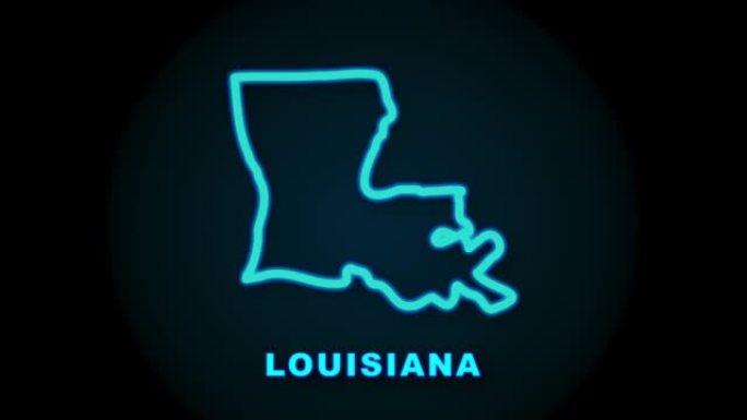 路易斯安那州地图轮廓动画。运动图形。