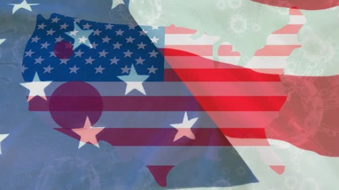病毒图标上带有美国国旗的国家动画
