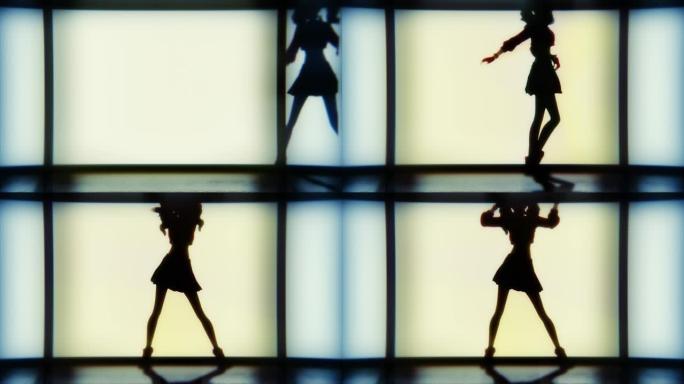 灯光舞台上的3D动画剪影K流行舞者