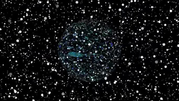 带星星轨迹的动画星球，带星星轨迹的发光星球4k分辨率的高质量镜头。