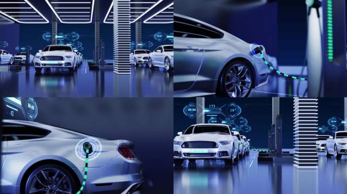 新能源电动汽车智能充电站素材(无线框版）