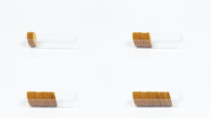 停止运动薄饼干从最小到最大。