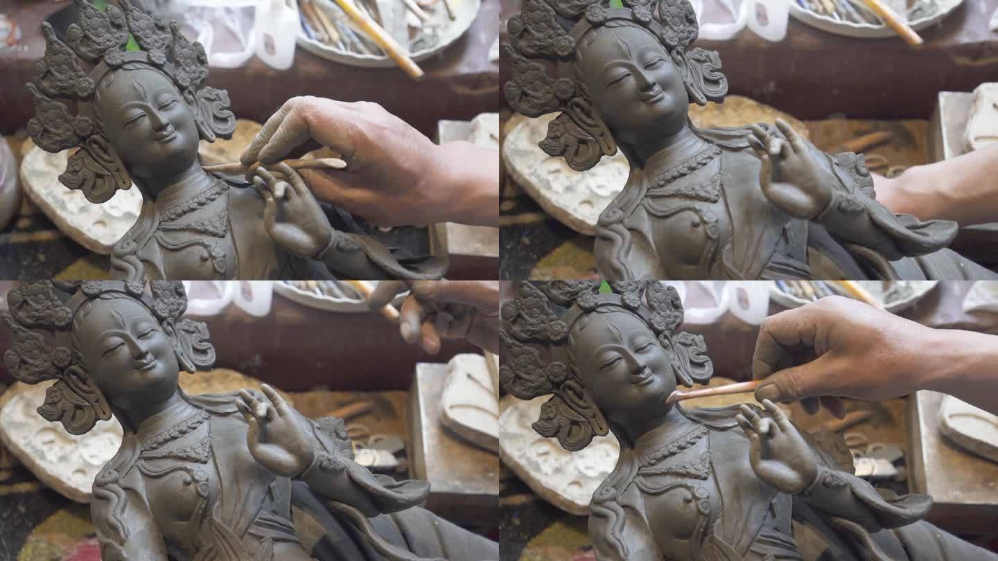 传统文化 古董 菩萨 珐琅彩 陶瓷彩绘