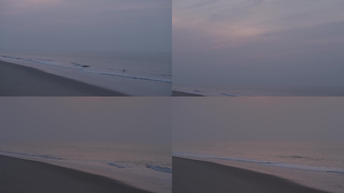 L清晨海边海浪拍打沙滩