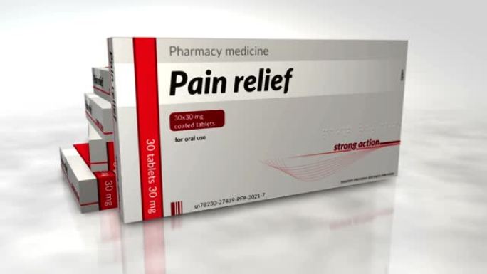 止痛和止痛药药片盒抽象概念3d渲染