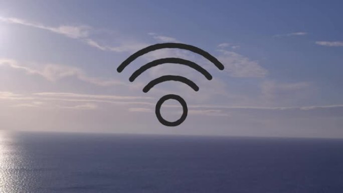 漂浮在海天上的wifi数字图标动画