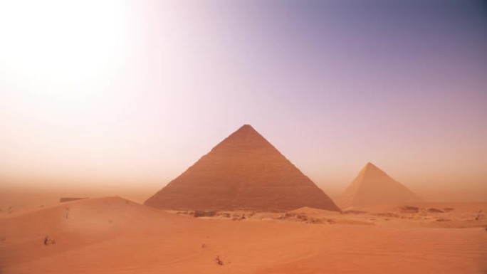 吉萨金字塔的3d平移镜头，计算机动画
