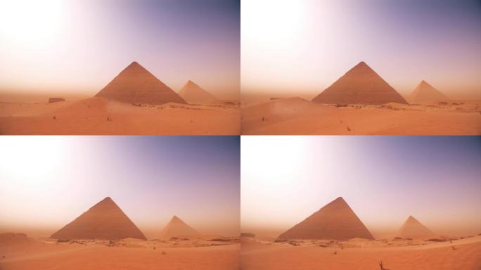 吉萨金字塔的3d平移镜头，计算机动画