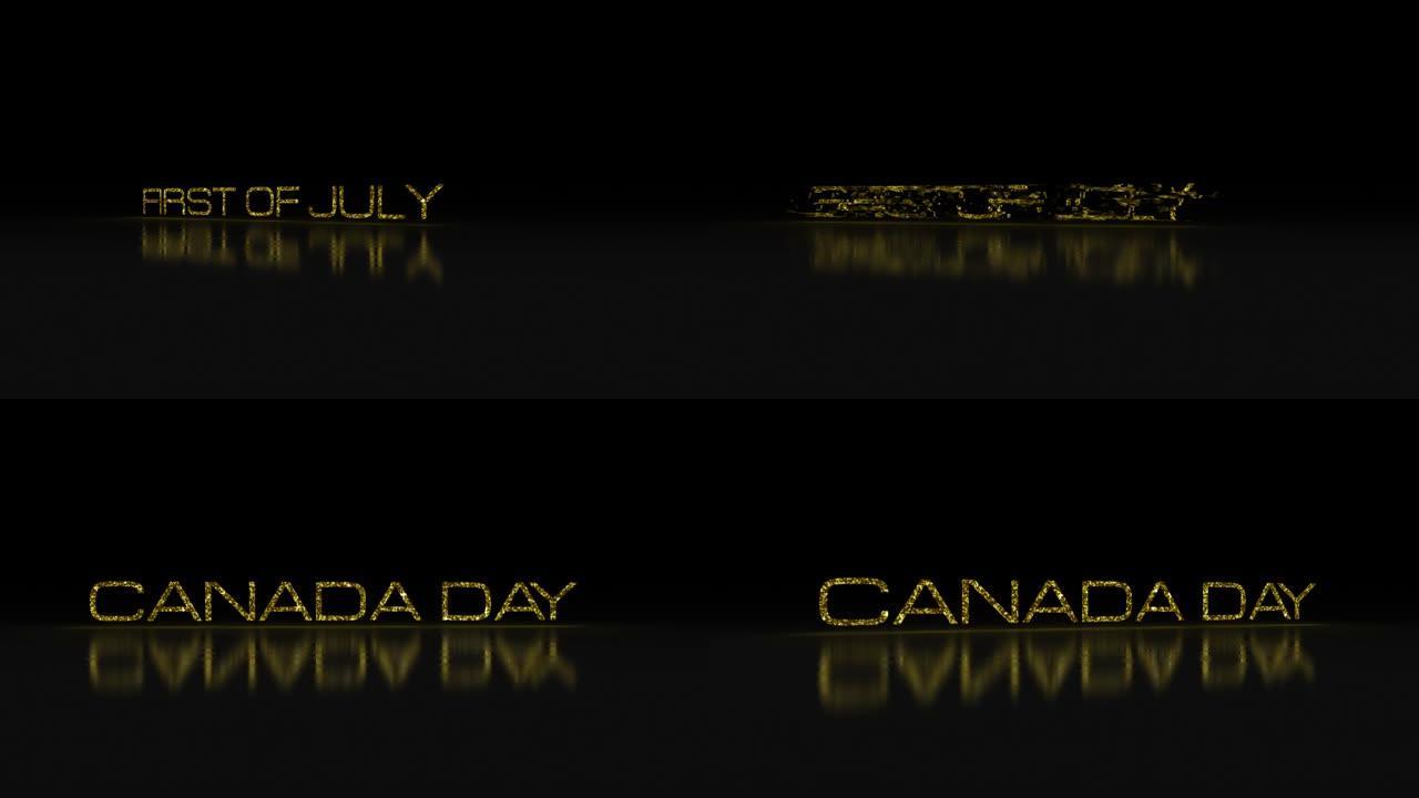 首先7月加拿大日标题横幅背景故障效果概念。每年在7月1日上观察到的4K 3D动画主题设计加拿大日运动