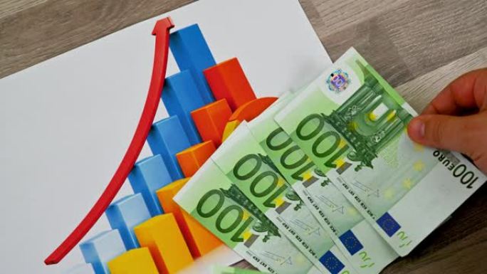 100欧元纸币与统计图