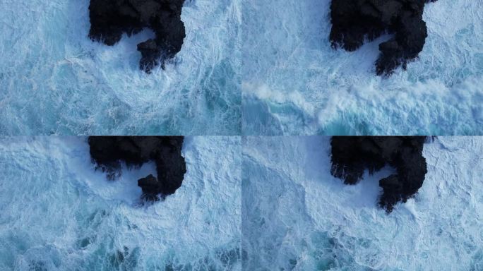 【4K航拍】-海浪升格海浪拍打礁石