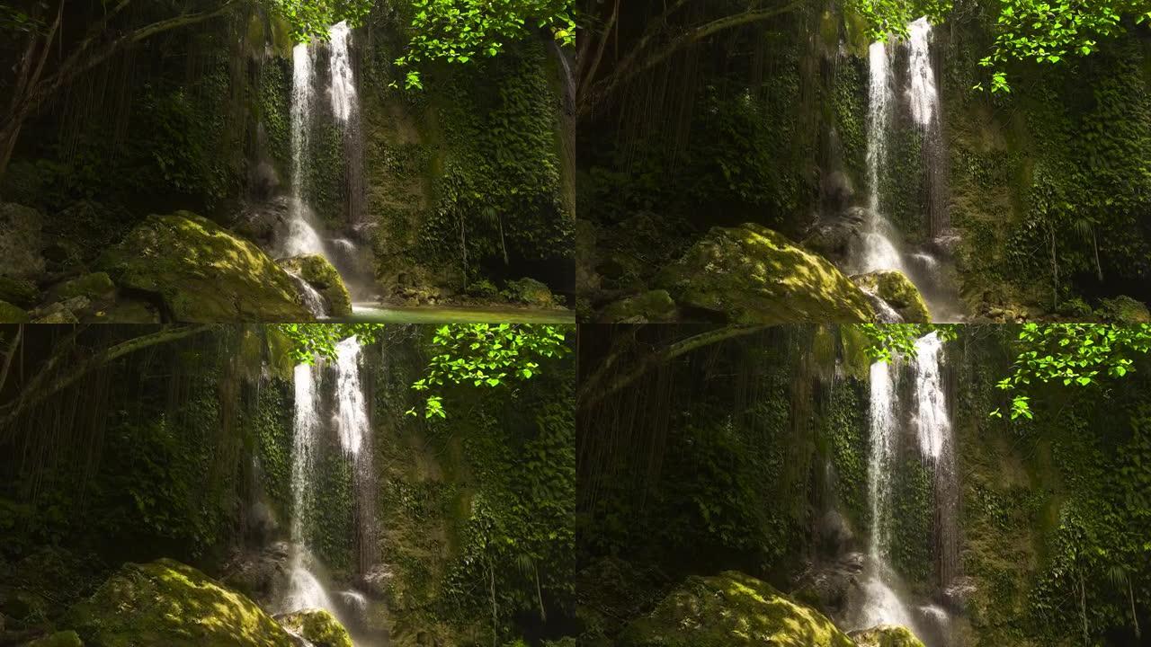 美丽的热带瀑布。菲律宾、保和