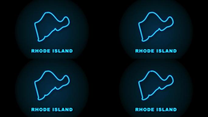 罗德岛州地图大纲动画。运动图形。