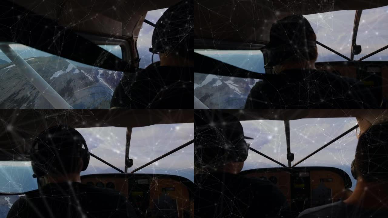 飞机上飞行员连接网络的动画