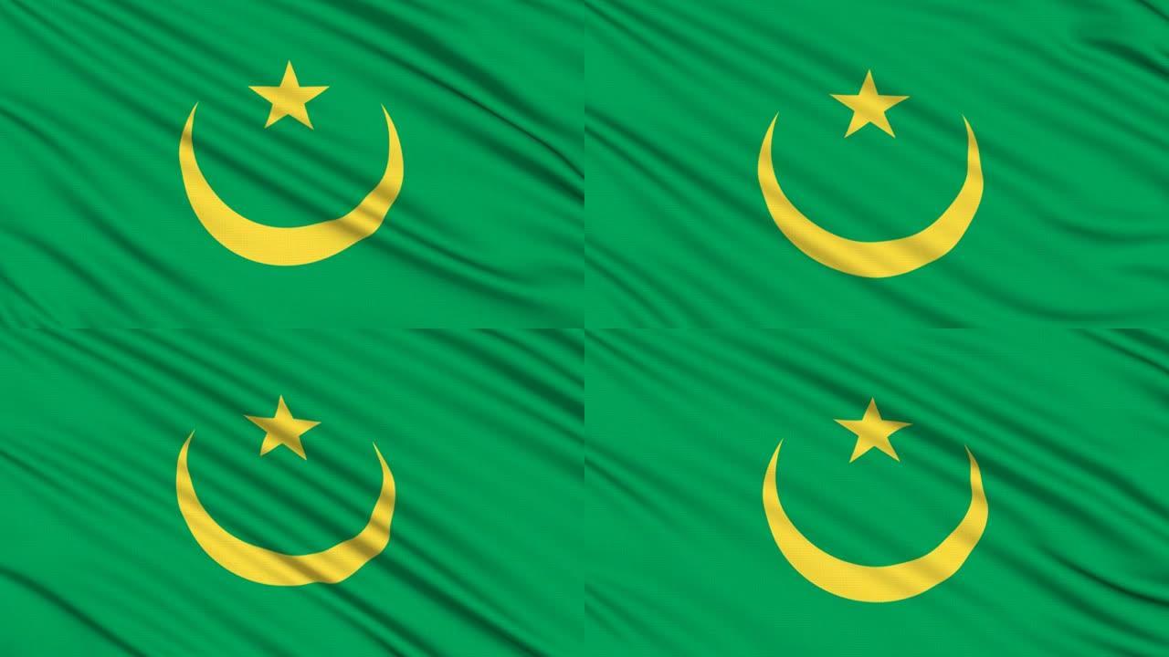 毛里塔尼亚国旗，具有织物的真实结构
