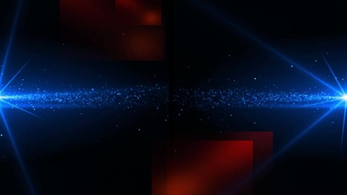 黑色上发光的蓝色粒子从左右移动到中心的动画