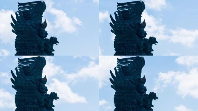 云层移动的鹰航Wisnu Kencana雕像