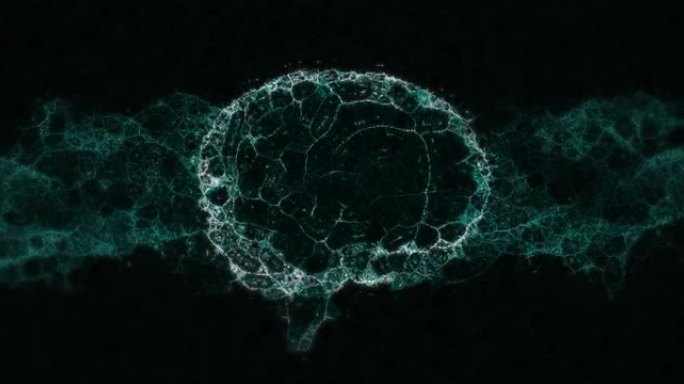 黑色背景上人脑数字模型的动画