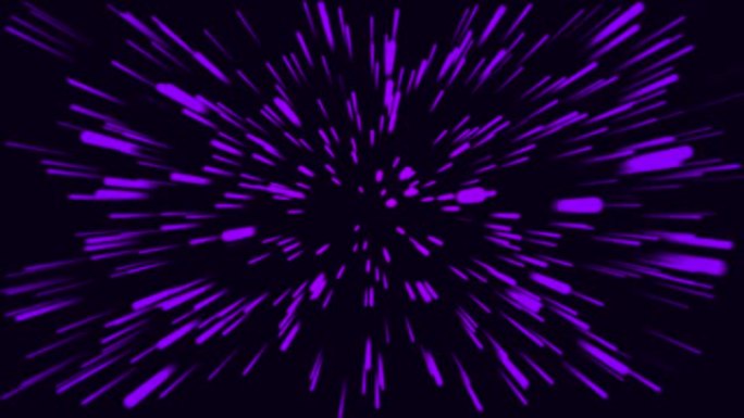 深色背景上的彩色紫色直线。霓虹灯、激光和线条的抽象无缝循环动画。空间中的抽象霓虹灯线。未来派科幻台词