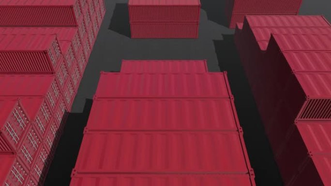 红色集装箱循环顶视图