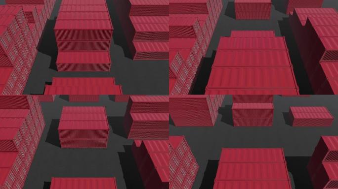 红色集装箱循环顶视图